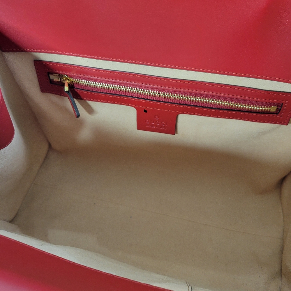 GUCCI Diana tote bag Nymphaea Nappa red with pearls on bamboo handles NWT - Picture 5 of 8